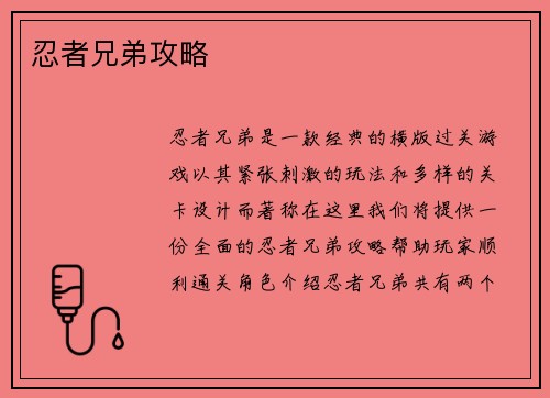 忍者兄弟攻略